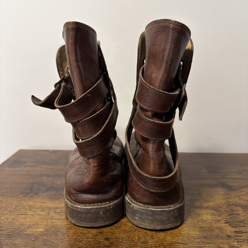 FRYE Shirley 77734 Strappy Short Boot, Brown Leather Ankle Strap Women's Sz 8.5B - Picture 6 of 14